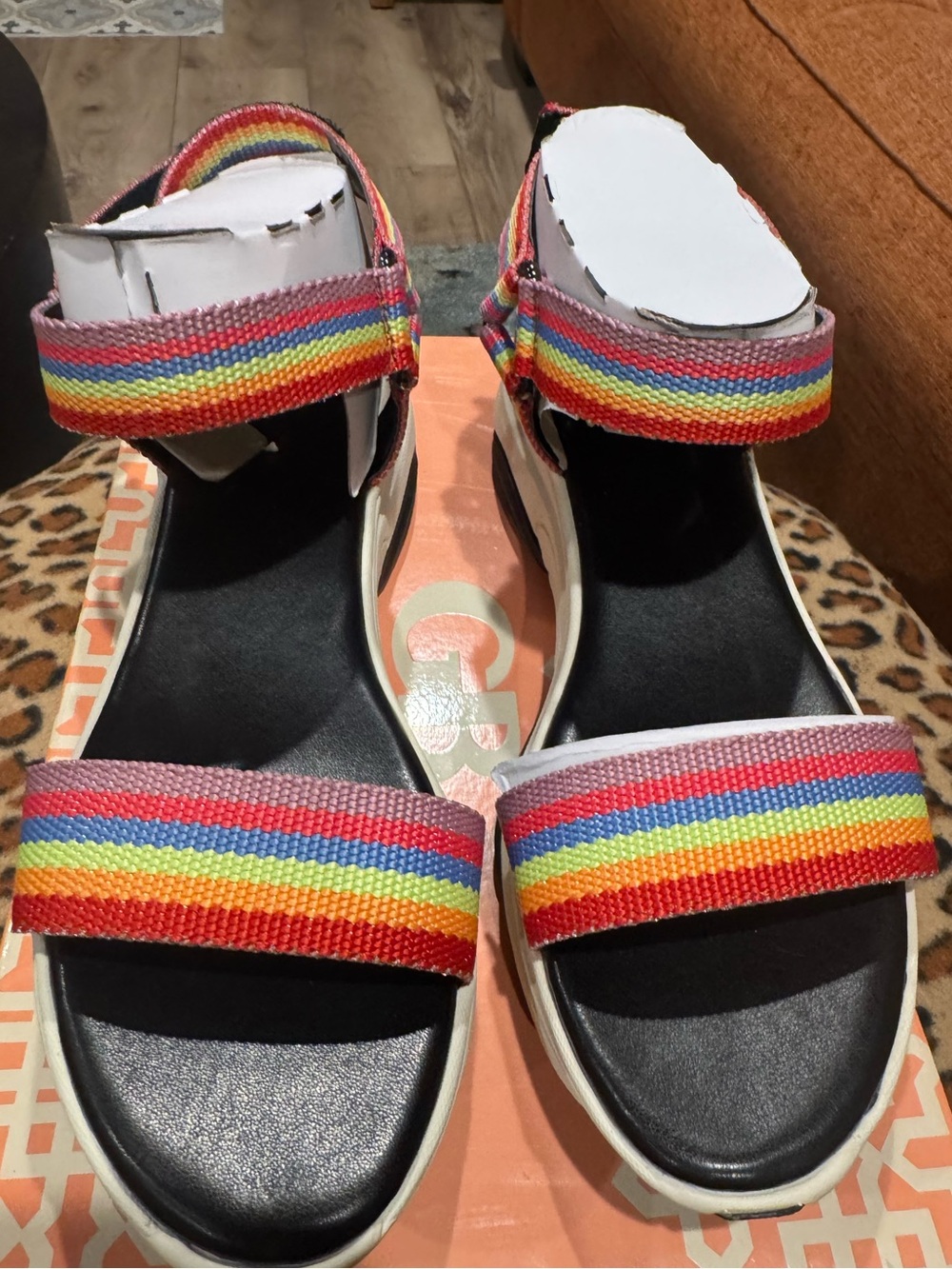 Brand New Gianni Bini Strait-Fire Rainbow Sandals Size 8
